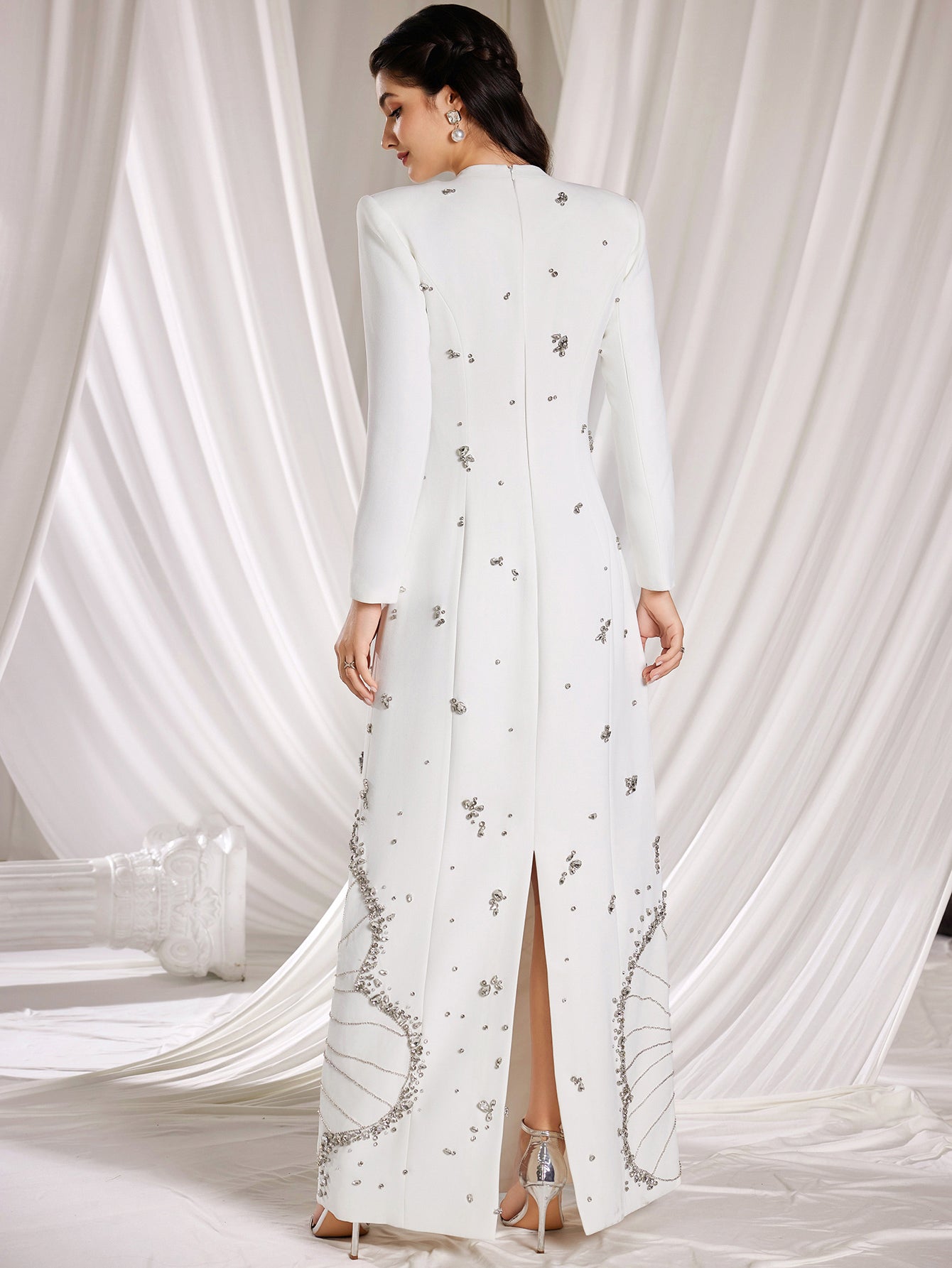 Women's Long Sleeve Embellished Column Dress