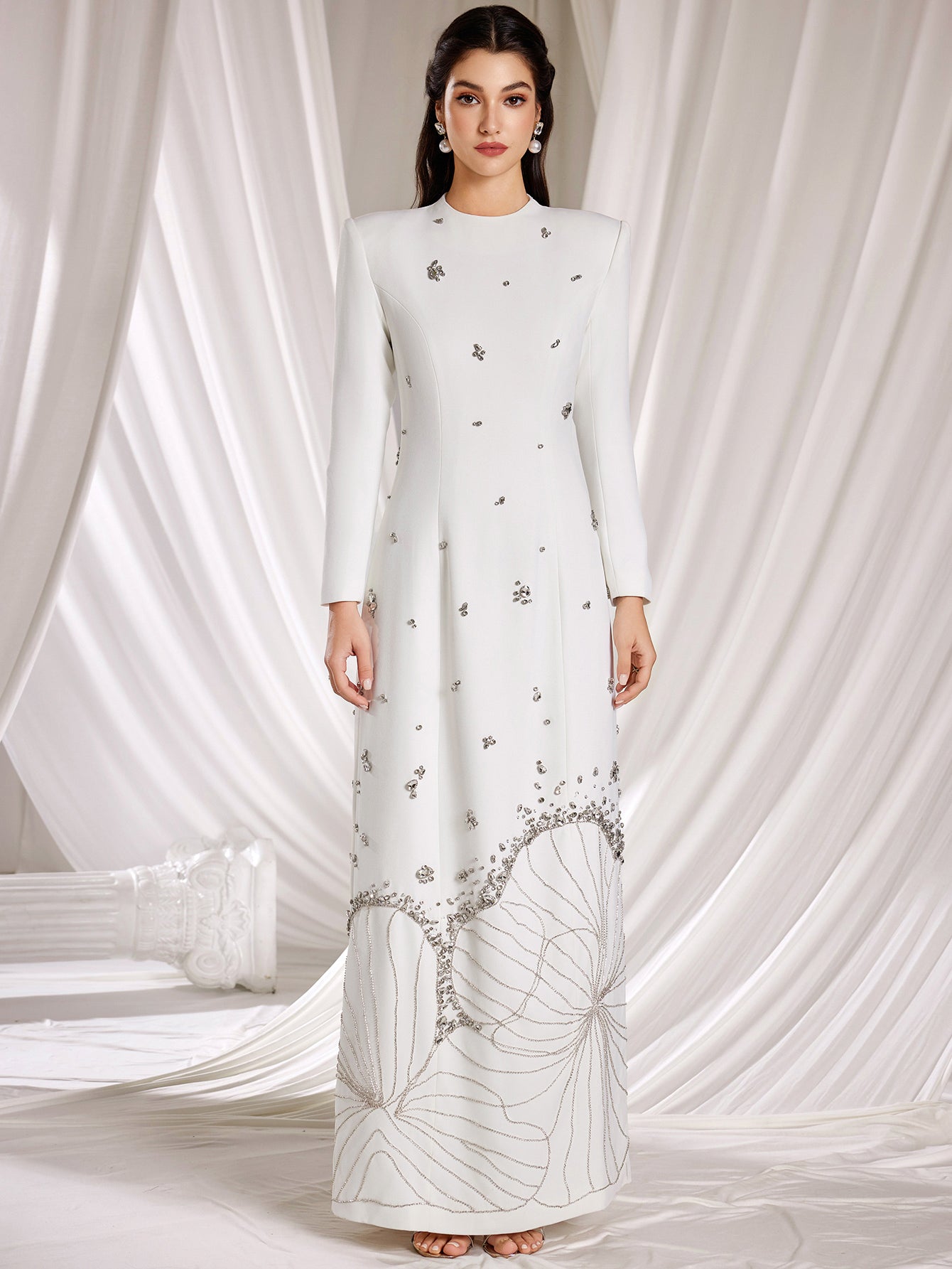 Women's Long Sleeve Embellished Column Dress