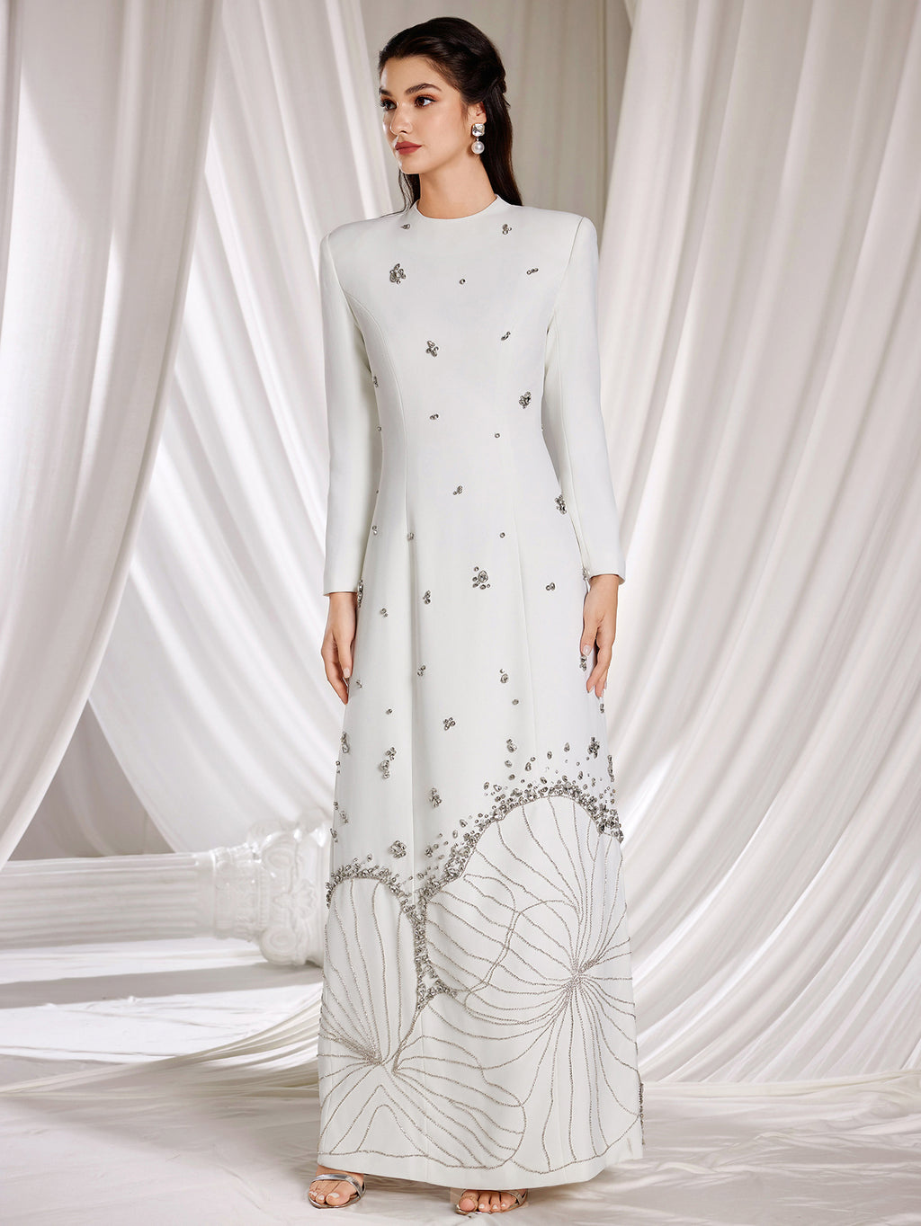 Women's Long Sleeve Embellished Column Dress