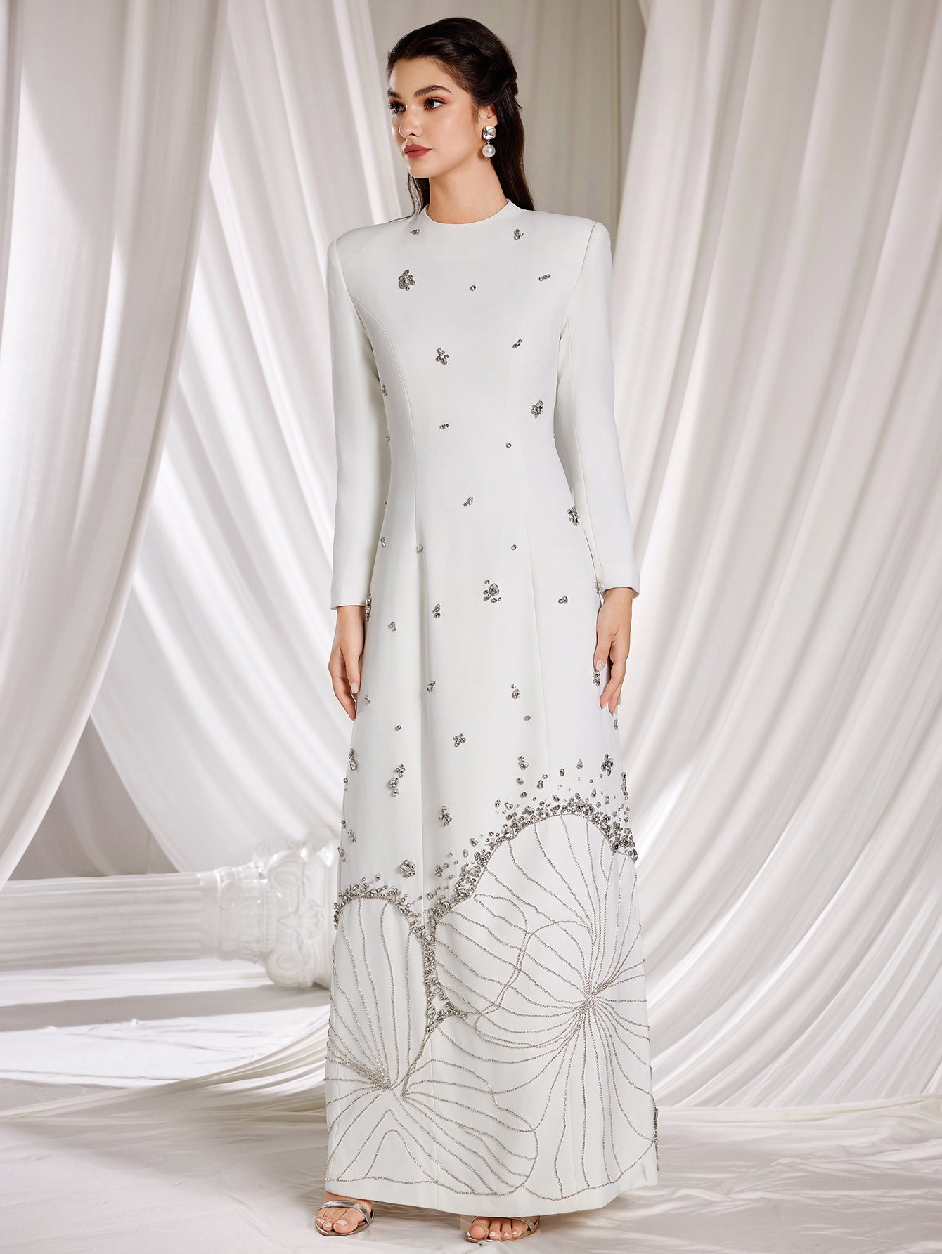 Women's Long Sleeve Embellished Column Dress